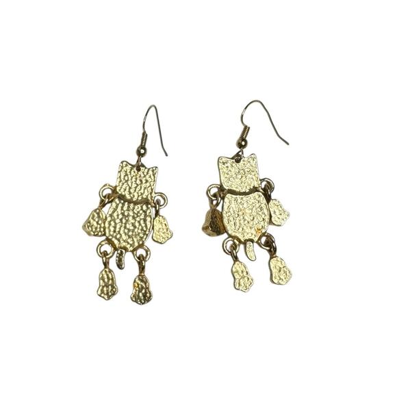 Hello Kitty Charm Black and Gold Tone Y2K Cat Earrings - Picture 2 of 5